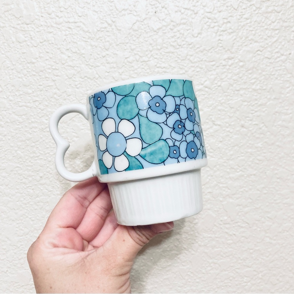 Vintage 60s/70s MCM Flower Power Japan Stacking Coffee Mug Retro Cottagecore